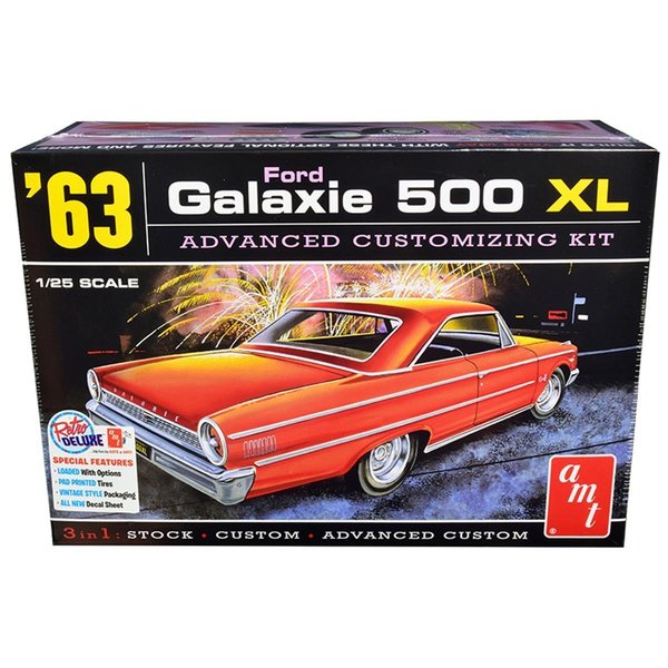 Amt Skill 2 Model 1963 Ford Galaxie 500 XL 3-in-1 Kit for 1 by 25 Scale Model Car AM95815